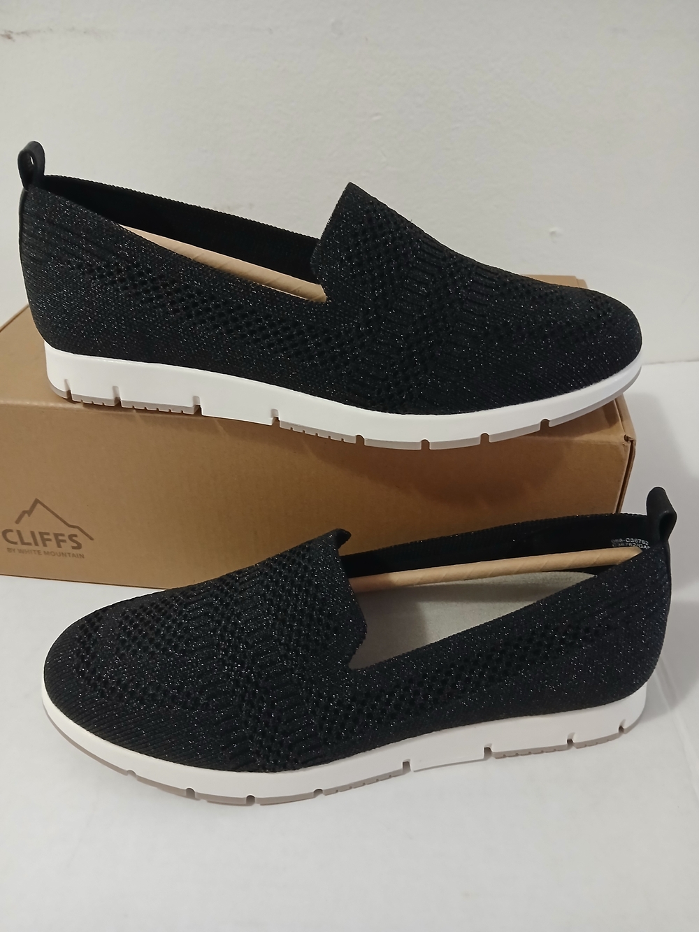 White Mountain Black Knit Slip-On Flats with White Sole Various Sizes $36 - Picture 10 of 12
